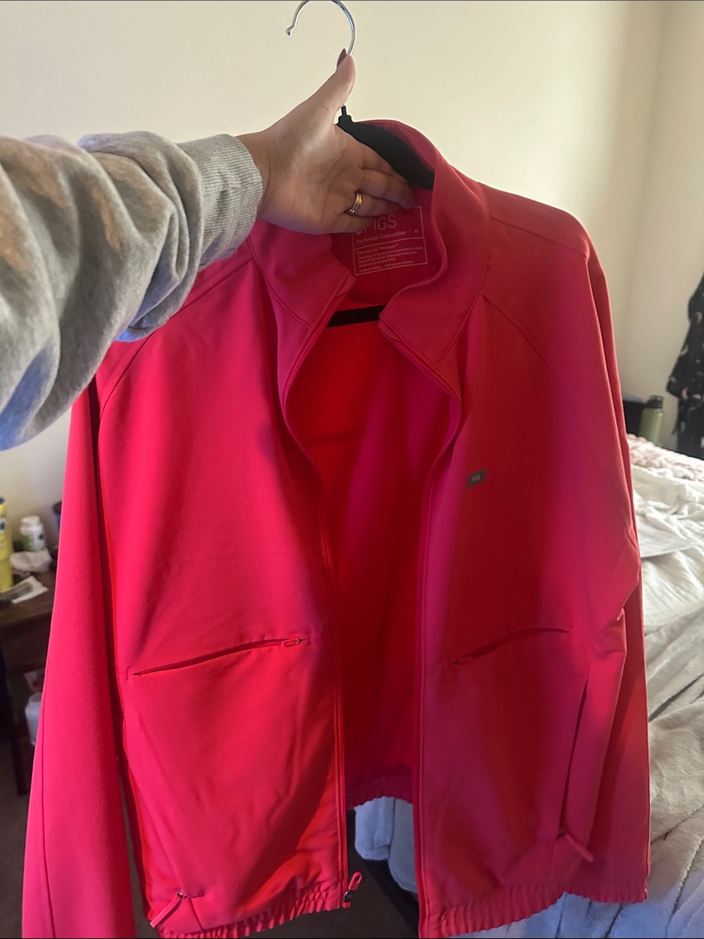 Figs Red Full-Zip Jacket